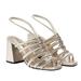 Free People Shoes | Free People Shoes Women 37.5 Metallic Gold Collette Block Heel Sandal Strappy | Color: Gold | Size: 7