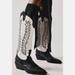 Free People Shoes | Free People Marc Fisher Roselle Embroidered Western Boots | Color: Black/White | Size: Various