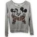 Disney Tops | Disney Parks Holiday Mickey Minnie Scarf Gray Sweater Sweatshirt Size Small | Color: Gray | Size: S