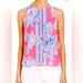 Lilly Pulitzer Tops | Euc Lilly Pulitzer Iona Shell In Nice Stems 100% Silk Multicolor Top | Color: Blue/Pink | Size: Xs