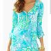 Lilly Pulitzer Dresses | Lilly Pulitzer Palmetto Lagoon Green Wave Rider Henley Dress | Color: Blue/Green | Size: Xs