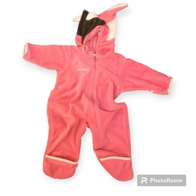 Columbia Jackets & Coats | Columbia Pink Full Fleece Hooded Baby Snowsuit Size 12 Month | Color: Pink | Size: 12mb