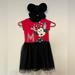 Disney Dresses | Disney Minnie Mouse Girls Dress With Hoodie Sparkle Skirt Red Black Size 6/6x | Color: Black/Red | Size: 6xg