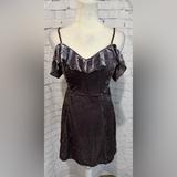 American Eagle Outfitters Dresses | American Eagle Outfitters Crushed Velvet Off The Shoulder Mini Dress Size S | Color: Gray | Size: S