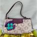 Coach Bags | Coach Wristlet With Suede Flowers. Upstyled For A Fresh New Look. 9.25 X 5.5 | Color: Purple/Tan | Size: Os