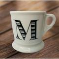 Anthropologie Dining | Anthropologie Coffee Mug Cup M Initial Monogram White Shaving Style Pedestal | Color: Black/White | Size: Os