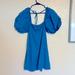 Zara Dresses | Bright Cerulean Blue Puffy Sleeve Mini Dress From Zara | Color: Blue | Size: S