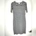 Lularoe Dresses | Lularoe (Size M) Multicolored Ribbed Texture Striped Midi Julie Dress (New-Nwt) | Color: Gray/White | Size: M