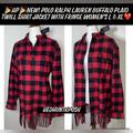 Polo By Ralph Lauren Jackets & Coats | Hpnew! Polo Ralph Lauren Buffalo Plaid Twill Shirt Jacket Fringe Size L & Xl | Color: Black/Red | Size: Various