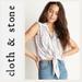 Anthropologie Tops | Cloth & Stone Striped Frayed Tie Front Button Up | Color: Blue/Pink | Size: S