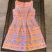 Jessica Simpson Dresses | Jessica Simpson Tafetta Like Tribal Motif A Line Pleated Dress Size 6 | Color: Blue/Pink | Size: 6