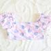 Disney Swim | Disney| Minnie Mouse Puff Sleeve Floral Daisy Square Neck Bikini Swim Top Nwt 4t | Color: Blue/Pink | Size: 4tg