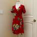 Ralph Lauren Dresses | Lauren Ralph Lauren Black Label Red Floral Jersey Dress | Color: Red | Size: 0p