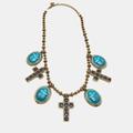 Gucci Jewelry | Gucci Aged Scarab And Cross Charms Gold Tone Necklace | Color: Gold | Size: Os