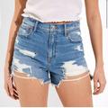 American Eagle Outfitters Shorts | Ae Denim '90s Boyfriend Short Medium Wash Denim | Color: Blue/White | Size: 2