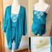 Victoria's Secret Intimates & Sleepwear | 3 Pc Set Vintage Victoria’s Secret Gold Crown Label Made In Usa Teal Green Blue | Color: Blue/Green | Size: S