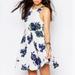 Free People Dresses | Free People Flutter Floral Pleated Mini Dress Sz 4 | Color: Blue/White | Size: 4