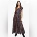 Free People Dresses | Free People Size Large What About Love Maxi Dress Floral Plaid Ruffle $168 Nwt | Color: Black/Red | Size: L