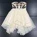 Free People Dresses | Free People Embroidered Strapless Mini Dress - 0 | Color: Cream/Gold | Size: 0