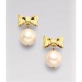 Kate Spade Jewelry | Kate Spade Bow With Faux Pearl “All Wrapped Up In Pearls” Earrings | Color: Cream/Gold | Size: Os