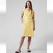 Athleta Dresses | New Athleta City Stripe Lunaria Yellow Newport Wrap Dress Large V-Neck | Color: White/Yellow | Size: L