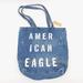 American Eagle Outfitters Bags | Aeo Distressed Denim Tote Bag | Color: Blue/White | Size: Os