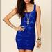 Free People Dresses | Free People Intimately Xs/Small Lace Medallion Dress Bodycon Blue Stretch | Color: Blue | Size: Xs