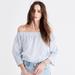 Madewell Tops | Madewell Clean Off-The-Shoulder Top In Stripe Blue Size Small | Color: Blue/White | Size: S