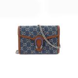 Gucci Bags | Dionysus Mini Chain Wallet Folio Long Wallet Gg Jacquard Denim Leather Blue | Color: Blue | Size: Os