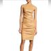 Michael Kors Dresses | Michael Kors Collection Lamb Skin Silk Blend Front Ruched Dress Women's 10 Camel | Color: Red | Size: 10