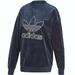 Adidas Sweaters | Adidas Velour Trefoil Logo Sweater Sweatshirt Navy Blue Womens Size M Crewneck | Color: Blue/White | Size: M