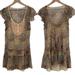 Free People Tops | Free People Drop Waist Tunic Tiered Hem Brown Multi Floral Printed Boho Womens 4 | Color: Brown/Tan | Size: 4