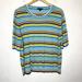 J. Crew Tops | J. Crew Women’s 3x Short Sleeve Silk Blend Crewneck Sweater In Stripe Top Shirt | Color: Blue/Brown | Size: 3x