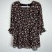 Free People Dresses | Free People Black Floral Print Peasant Style Mini Dress Tunic Blouse-Size 2 | Color: Black | Size: 2