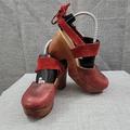 Free People Shoes | Free People "Belmont Leather Clog" In Oxblood Platform Wooden Heel Shoe Sz 36 | Color: Red | Size: 36