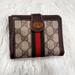 Gucci Bags | Gucci Vintage Supreme Bifold Wallet And Gold Chain | Color: Brown/Green | Size: Os