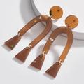 Anthropologie Jewelry | 2/$35 Anthropologie Sparkly Tan Brown Horseshoe Acrylic Drop Earrings | Color: Brown/Tan | Size: Os