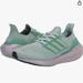 Adidas Shoes | Adidas Ultraboost 21 Running Shoe In Hazy Green Womens Size 11. | Color: Green/Silver | Size: 11