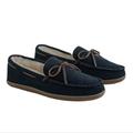 J. Crew Shoes | J.Crew Classic Blue Suede Sherpa-Lined Moccasin Slippers Size 10 Nwt | Color: Blue | Size: 10