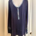 Free People Tops | Free People Long Sleeve Hi-Lo Tunic Top With Festival Of Snaps | Color: Blue | Size: Xs