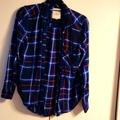 American Eagle Outfitters Tops | American Eagle Plaid Boyfriend Fit Size Medium Flannel | Color: Blue/Red | Size: M