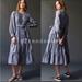 Anthropologie Dresses | Anthropologie Tiered Maxi Dress Long Puffed Sleeve Pocket Mare Mare Size L Nwt | Color: Blue/Gray | Size: L