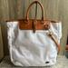 Dooney & Bourke Bags | Dooney & Bourke Nylon Editors Tote Bag White Nylon Caramel Leather Strap | Color: Tan/White | Size: Os