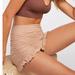 Free People Shorts | Free People Ruched Seamless Ruffle Cheeky High Waisted Shorts Beige Peachy Nude | Color: Cream/Tan | Size: S