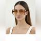 Gucci Accessories | Gucci Gg1065s 001 Brown Yellow Clear Orange Gradient Lens Women Sunglasses Large | Color: Brown | Size: Large