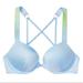Victoria's Secret Intimates & Sleepwear | 32b Swim Top Shine Strap Bombshell Add 2 Cups Swim Top Logo Crystals Blue | Color: Blue/Silver | Size: 32b