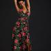 Anthropologie Dresses | Anthro Maeve Tropical Hibiscus Floral Ruched Maxi Dress | Color: Black/Pink | Size: 2