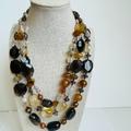 Anthropologie Jewelry | Anthropology Mixed Stones 3-Multistrand Chunky Necklace Great | Color: Brown/Orange | Size: Os