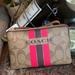 Coach Bags | Authentic Coach Signature Coated Canvas/Stripes Zip Top Card Wristlet | Color: Brown/Pink | Size: 6 1/4" (L) X 4" (H) X 1/2" (W)