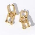 Anthropologie Jewelry | 14k Gold Plated Chain Link Earrings | Color: Gold/White | Size: Os